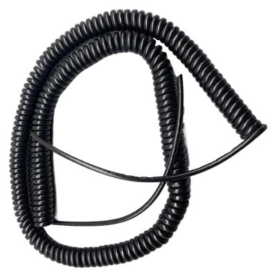 Telephone Cable Coiled Mains Flex Curly Spring Cord, Black 5 Cores Spring Wire Power Extension Cord Telescopic Spiral Cable Copper Core Elastic Shrinkable(Stretch 3.75 Meters)