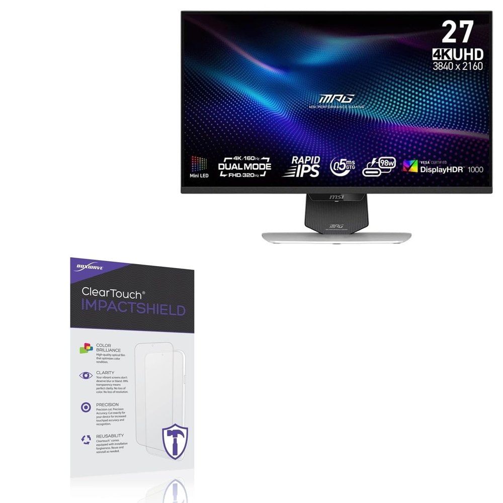 BoxWave Screen Protector Compatible With MSI MPG 274URDFW E16M - ClearTouch ImpactShield (2-Pack), Impenetrable Screen Protector Flexible Film