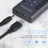 Denash Powered USB 3.0 Data Hub,10 USB 3.0 Data Ports with Individual Switch,USB Data Hub Splitter with 60W Power Adapter for Laptop PC 100240V (US Plug) view 4