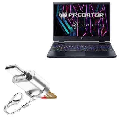 BoxWave Adapter Compatible with Acer Predator Helios 3D 15 SpatialLabs - Micro SD Card miniReader, USB Type-C OTG Reader USB3.0 Adapter Keychain - Metallic Silver