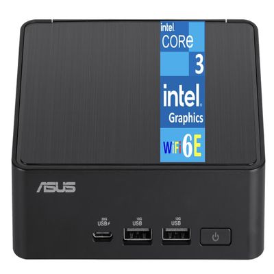 ASUS NUC 14 Pro AI Powered Mini Desktop (Intel Core 3 100U, Intel Graphics, 16GB DDR5, 512GB PCIe SSD, 2 Thunderbolt 4, WiFi 6E, Bluetooth 5.3, 90W PSU, RJ-45, 2 HDMI, Win 11 Pro) (Renewed)
