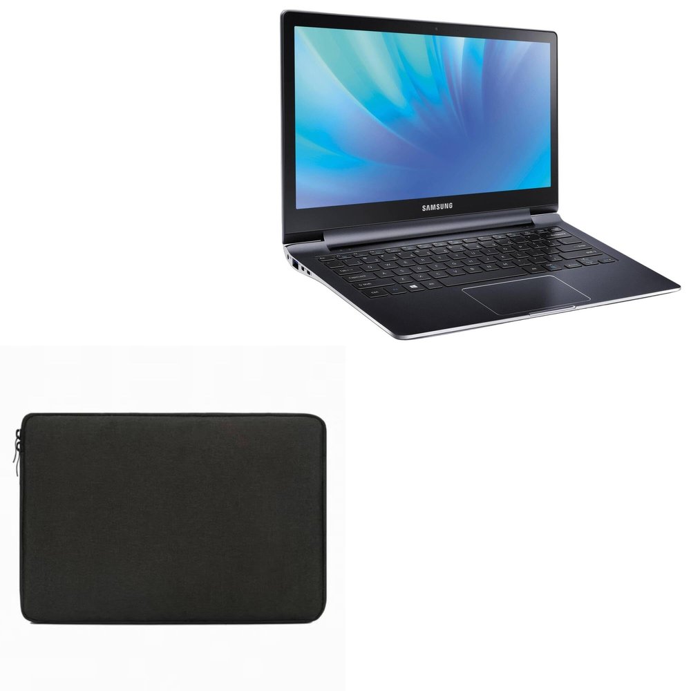 BoxWave Case Compatible with Samsung ATIV Book 9 Plus - QuickZip PlushSuit, Dual Zipper Sleeve Pouch Case with Soft Interior - Jet Black