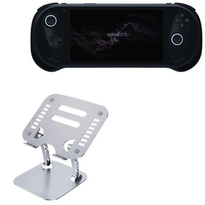 BoxWave Stand and Mount Compatible with Ayaneo 3 AMD 8840U - Executive VersaView Stand, Ergonomic Adjustable Viewing Angle Metallic Riser - Metallic Silver
