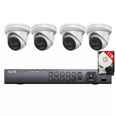LTS 4ch IP Kit LTN8704QN-P4 with 1TB HDD + CMIP1342WE-28MDA 4-ch NVR + 4MP Turret IP Cameras (4 Cameras)