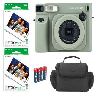 FUJIFILM INSTAX Wide 400 Instant Film Camera Bundle, Includes: FUJIFILM INSTAX Wide Instant Film (40 Exposures), Camera Bag and Spare AA Batteries (4 Items)