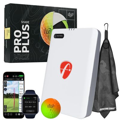 FlightScope Mevo Gen2 Portable Golf Launch Monitor & Simulator with Vice Pro Plus Balls | 18 Data Parameters, 8 E6 Simulation Courses, GPS Overview, Indoor & Outdoor | Signature Series Golf Towel
