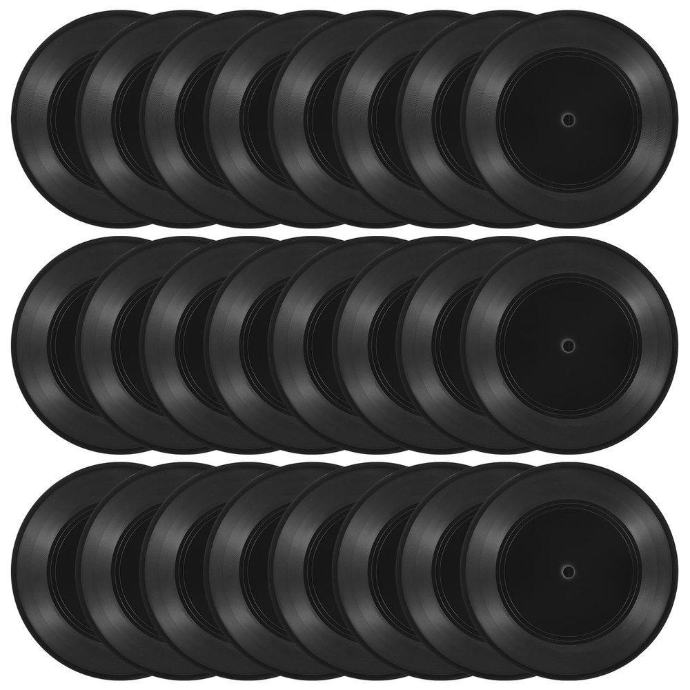 24 Pcs 7 Inch Black Blank Vinyl Records, Fake Retro Vinyl Records for Wall Decor, DIY Doodle Project, Wedding Signing
