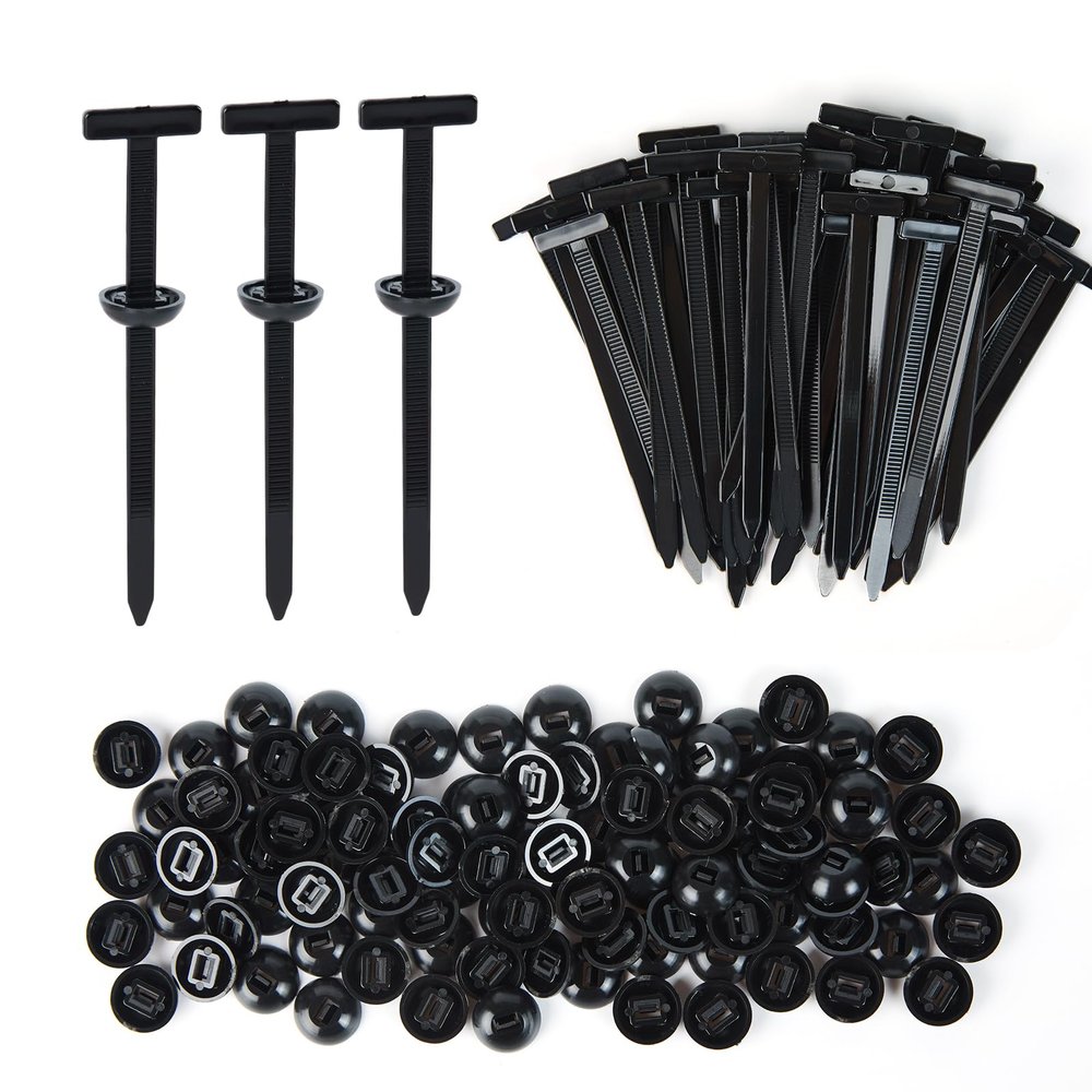 100 Pack T-Shaped Zip Ties,Heavy Duty UV Resistant Nylon Cable Tie Fasteners for Automotive, Home, and Daily Use  Ideal for Engine Bay, Chassis, Wire Management, and DIY Repairs