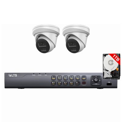 LTS 4ch IP Kit LTN8704QN-P4 with 1TB HDD + CMIP1342WE-28MDA 4-ch NVR + 4MP Turret IP Cameras (2 Cameras)