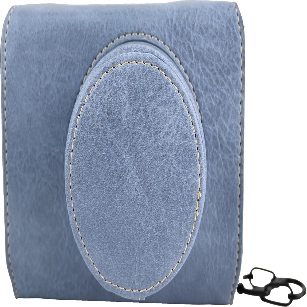 BMAOLLONGB X-E5 Case, Handmade PU Litchi Leather FullBody Camera Case Bag Cover for Fujifilm X-E5 XE5 Bottom Opening Version + Neck Strap (Blue)