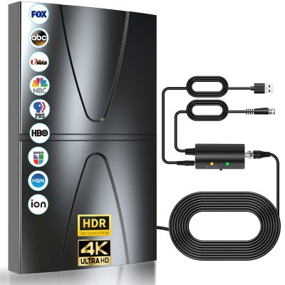 3000+ Miles Range Antenna for Smart TV Indoor/Outdoor,2026 Updated Digital TV Antenna for Local Channels and All Smart/Old TVs-38ft Thick Coax Cable and Amplifier