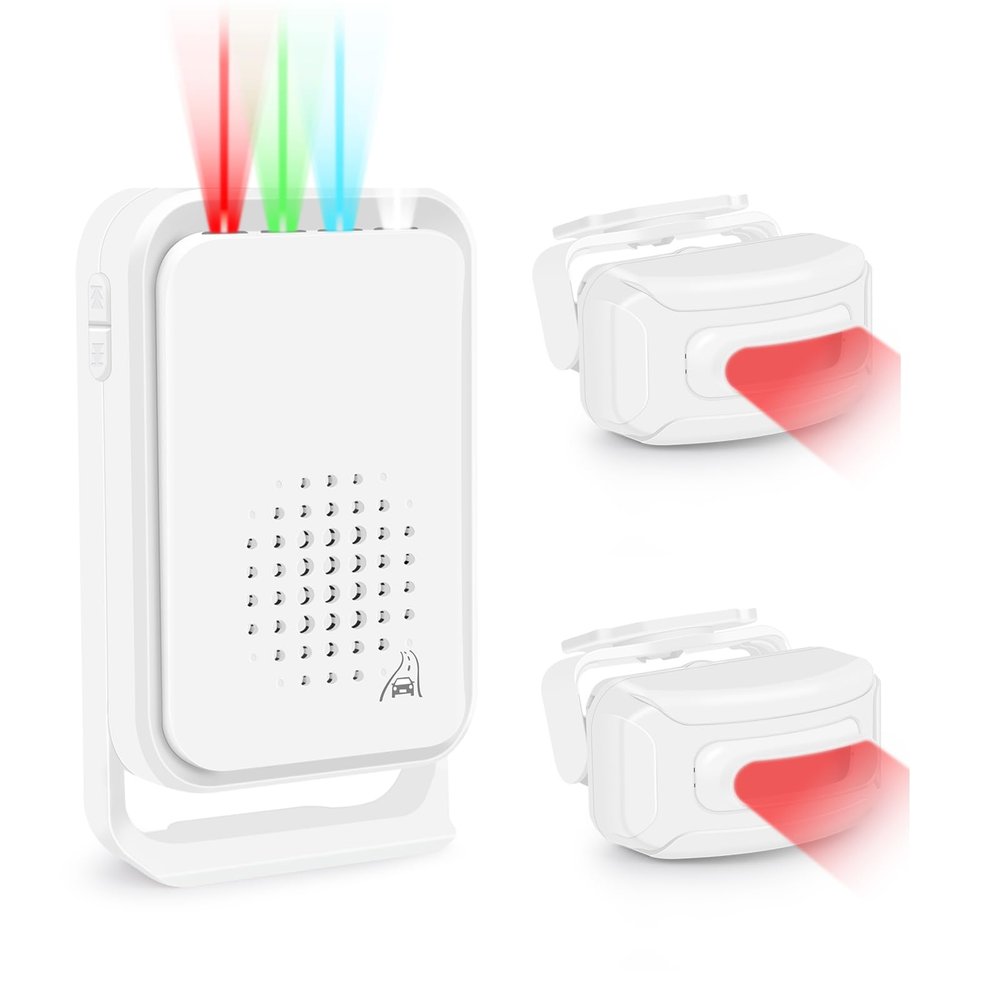 KCMYTONER Motion Sensor Driveway Alarm,Sensor Alarm Outdoor,Door Entry Doorbell ,Infrared and Microwave Radar Dual Detection ,IP64 Waterproof,for Business Entry,Office,Home Front(2Sensors & 1Receiver)