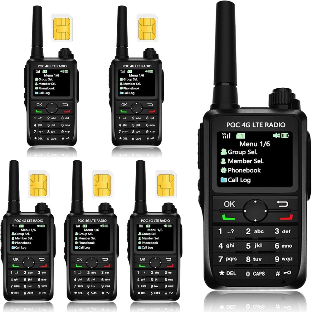 Global Lifetime Free Rapid Walkie Talkies Unlimited Range 4G LTE PoC(Push-to-Talk Over Cellular) Radios Nationwide PTT Two Way Radios Long Distance for Family, Logistics, Company Black (2) (6)