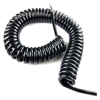 JSFZM Telephone Cable Coiled Mains Flex Curly Spring Cord, 22AWG Expandable Wire Wire Cable 8 Core 10 Core 14 Core Black Power Cord Retractable Coil(10 Core,Stretch 3 Meter)