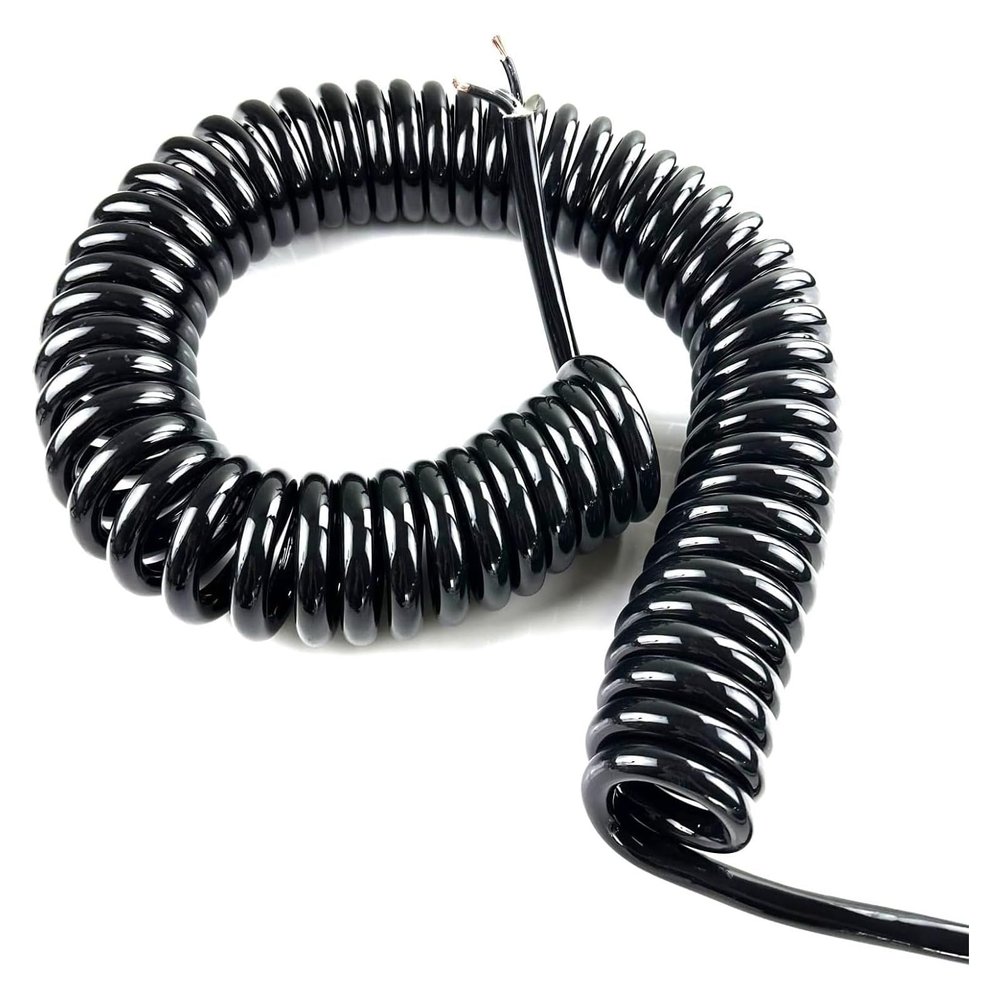 JSFZM Telephone Cable Coiled Mains Flex Curly Spring Cord, 22AWG Expandable Wire Wire Cable 8 Core 10 Core 14 Core Black Power Cord Retractable Coil(10 Core,Stretch 3 Meter)