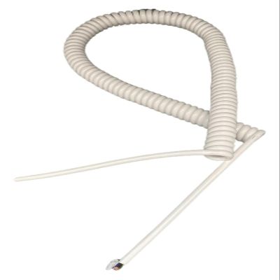 JSFZM Telephone Cable Coiled Mains Flex Curly Spring Cord, 8 Core White Spring Wire OD 5mm Shiny PU Pure Copper Wire Flexible Signal Spiral Cable Stretch 3 Meters 6 Meters 8 Meters
