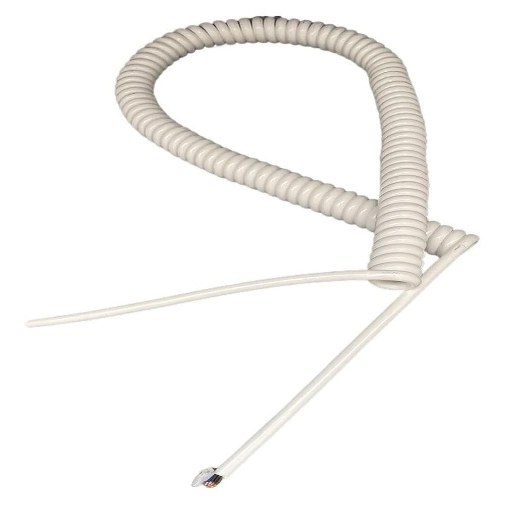 JSFZM Telephone Cable Coiled Mains Flex Curly Spring Cord, 8 Core White Spring Wire OD 5mm Shiny PU Pure Copper Wire Flexible Signal Spiral Cable Stretch 3 Meters 6 Meters 8 Meters