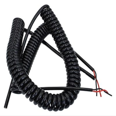 JSFZM Telephone Cable Coiled Mains Flex Curly Spring Cord, 1.2 Meters Automatically Retracts Tensile Cable, 2 Cores-4 Cores Cable, 0.5mm 0.75 Square Millimeter Connector Loom(3 Core,0.75mm 18AWG)