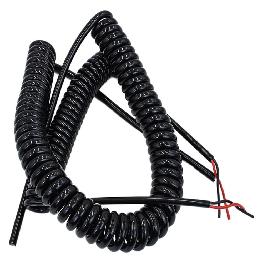 JSFZM Telephone Cable Coiled Mains Flex Curly Spring Cord, 1.2 Meters Automatically Retracts Tensile Cable, 2 Cores-4 Cores Cable, 0.5mm 0.75 Square Millimeter Connector Loom(3 Core,0.75mm 18AWG)