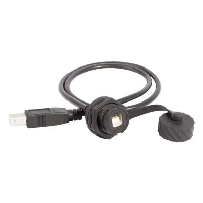 PNTQOKGQX M20 Type B Square Printer Port Connector USB Female Socket Bulkhead BF Panel Extension Cable Waterproof(1m Male Cable,Bayonet Connect_Metal NUT)
