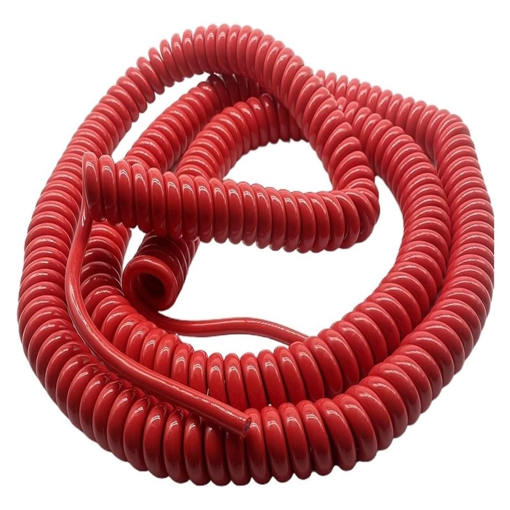JSFZM Telephone Cable Coiled Mains Flex Curly Spring Cord, 2 Core 1.5mm Square Spiral Cord 1.5mm2 Red Cable Copper Spring Power Cord(Stretch 6 Meters)