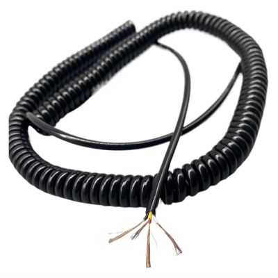 JSFZM Telephone Cable Coiled Mains Flex Curly Spring Cord, 70pcs 24AWG Retractable Power Cord Pure Copper Core 4 Core Cable Extend Tensile(Stretch 2.5 Meters)