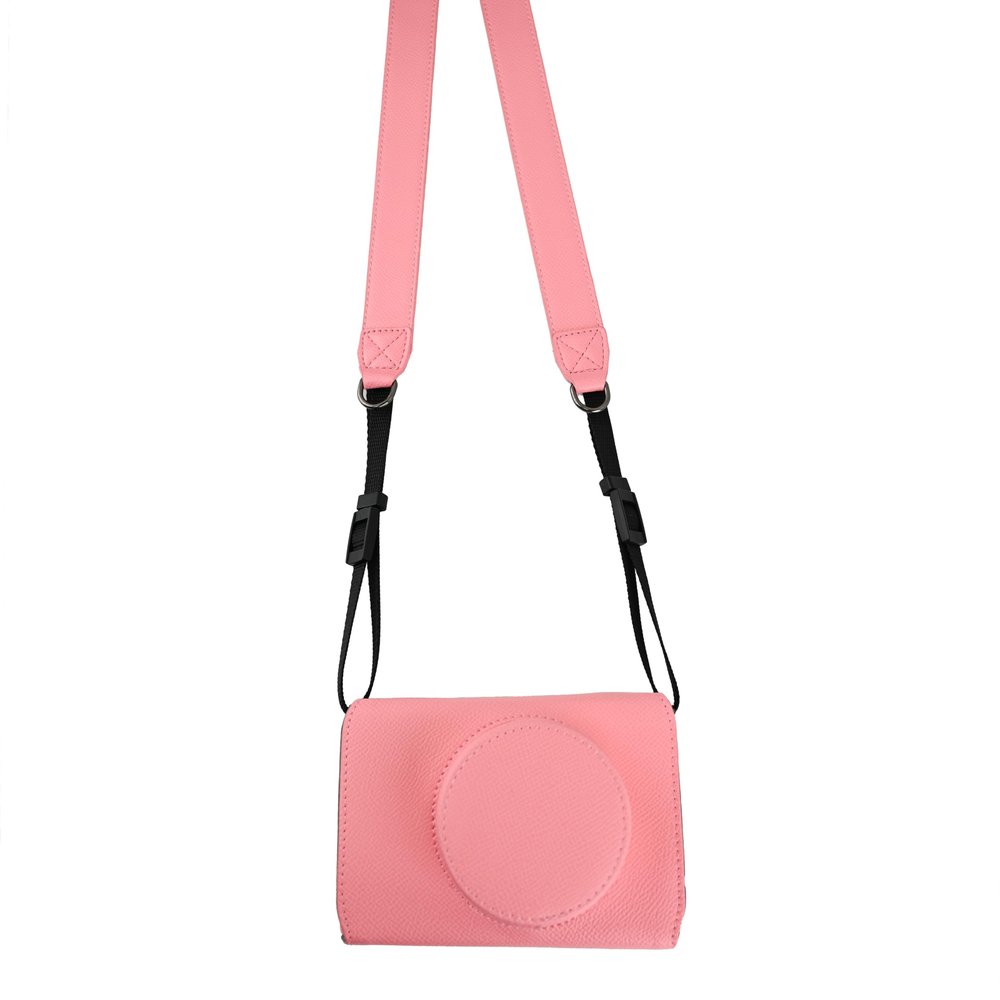 BMAOLLONGB X-E5 Case, Handmade PU Leather FullBody Camera Case Bag Cover for Fujifilm X-E5 XE5 Bottom Opening Version + Neck Strap (Pink)