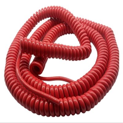JSFZM Telephone Cable Coiled Mains Flex Curly Spring Cord, 2 Core 1.5mm Square Spiral Cord 1.5mm2 Red Cable Copper Spring Power Cord(Stretch 10 Meters)
