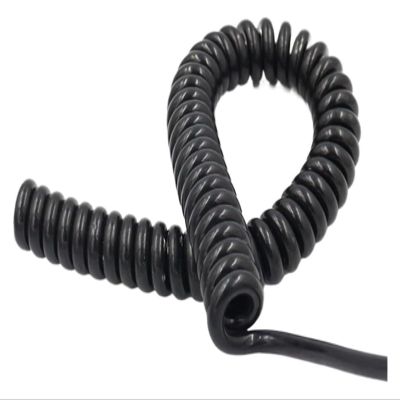 JSFZM Telephone Cable Coiled Mains Flex Curly Spring Cord, 22AWG Matte Spiral Shielded Wire 4 Cores 0.3mm2 Extension 1 Meter 5 Meters 7 Meters 10 Meters Telescopic Spring(Stretch 7 Meter)
