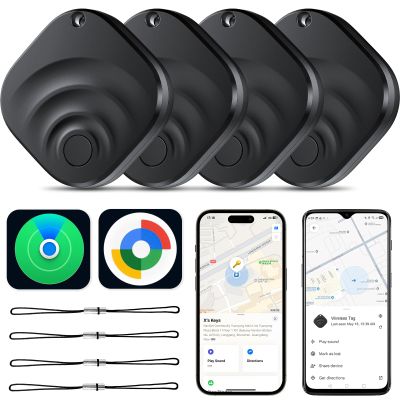 2026 Air Tracker Tags Item Locator for Android & iOS Bluetooth Tracker Smart Tags Compatible with Apple Find My (iOS) & Google's Find Hub(Android) for Keys, Luggage, Wallet, Vehicles Black (4 Pack)