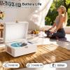 VICTRESS Retro CD Player with Speakers Bluetooth in & Out Leather White view 2
