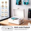VICTRESS Retro CD Player with Speakers Bluetooth in & Out Leather White view 3