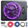 10" 1200W Slim Under Seat Powered Car Subwoofer, Car/Truck Audio subwoofer and amp Package,Pure Bass sub with LED Ambient Light (Subwoofer+Installation Wire Kit) view 1