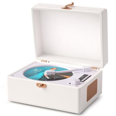 Portable CD Player with Bluetooth for Home CD Player with Built-in Speakers,Compact Desktop Design,USB,AUX,Headphone Jack,Vintage CD Player for Music Lovers,No Remote Control(White)