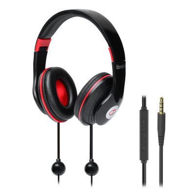 ibrain Air Tube Headset with 3.5mm Jack Air Tube Over-Ear Headphones Wired Airtube Earphones with Microphone Volume Control - Black