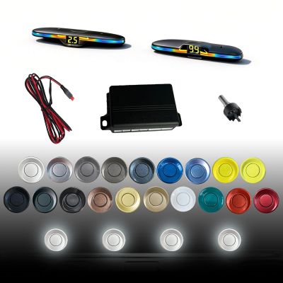 New Feature Rear Parking Sensor with Selectable Distance in Feet, Bidirectional Display Options, and Customizable Numeric Orientation 19 Colors Sensor of Probes are Available for Selection(Silver)