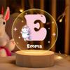 idooodle Personalized Cute Cartoon Animals Night Light, Custom Name and Initial Led Light with Wooden Base Nursery Decor Gift for Kids view 1