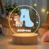 idooodle Personalized Cute Cartoon Animals Night Light, Custom Name and Initial Led Light with Wooden Base Nursery Decor Gift for Kids view 2