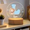 idooodle Personalized Cute Cartoon Animals Night Light, Custom Name and Initial Led Light with Wooden Base Nursery Decor Gift for Kids view 3
