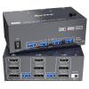 8K KVM Switch 3 Monitors 2 Computers 8K@60Hz 4K@144Hz,3 Monitors KVM Switch for 2 Computers Sharing Triple Monitors,Keyboard,Mouse,Printer with 2*USB3.0 Cables,Power Adapter and Controller view 1