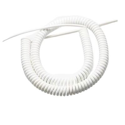 ACFFVBW Coiled Extension Cord, 3 Cores Expandable Spring Cable White 15AWG Wire Spiral Straight Length 5 Meters Power Cord