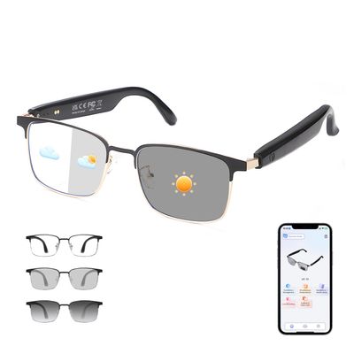Al Smart Glasses for Men Women - Bluetooth Translation Glasses with 169 Languages, Photochromic Lenses-UV/Blue Light Protection, Music & Calls, Al Vioce Assistant, Travel Meeting Business Trade-Gold