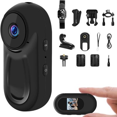 TKMARS Mini Body Camera, Wearable Action Bodycam, Hands Free Sports Body Worn Camera with Magnetic Lanyard Back Clip for Cycling, Motorcycle, Travling, Pet Walking