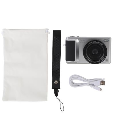 QANYEGN 4K Digital Camera, 180 Degree Flip Screen 64MP Vlogging Camera, Auto Focus 16x Zoom Digital Mirrorless Camera for Selfie Photo Video (Sliver)
