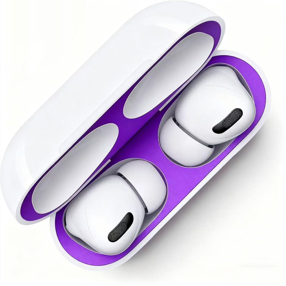 2Set Dust Guard Dust Guard Sticker Compatible with Apple AirPods Pro 32025 - Anti-Dust Film, Protects from Iron/Metal Dust,Ultra Slim Film, Cover Protect Charging Case (Purple+Purple)