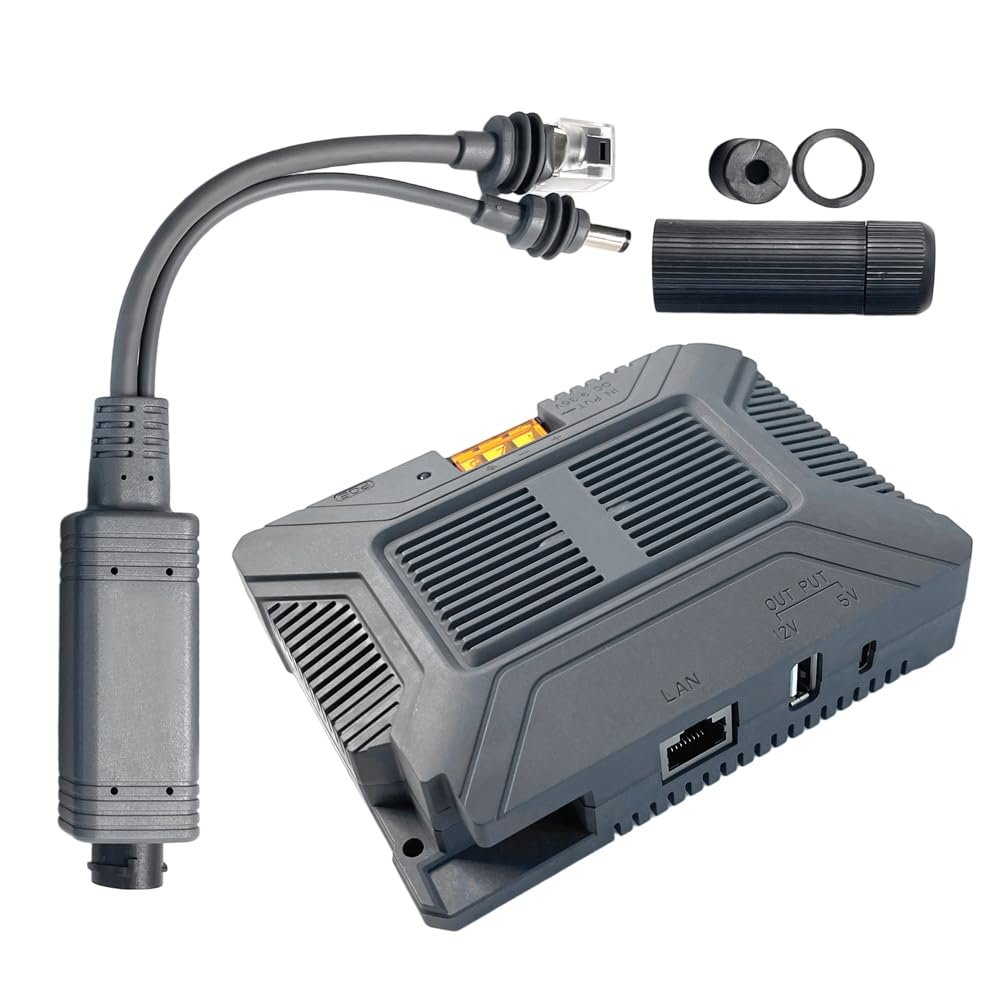 DISJEST Starlink Mini PoE Injector Kit, 150W 12V to 48V Step-Up Power Over Ethernet Adapter with Splitter, Replacement for Starlink Mini Dishy, Outdoor IP68 Waterproof for RV Marine Off-Grid Use