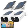 2pc 2.4G/5G WiFi Cameras for Home Security with Double Solar Panels,2K Solar Security Cameras Wireless Outdoor, Color Night Vision,2-Way Talk,Spotlight, Siren,IP66, Cloud/SD, AI Detection, W/Alexa view 1