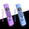 2-Pack Glowing Remote Cover, Silicone Protective Case with Lanyard, Glow Blue and Glow Purple, Compatible with Smart TV Remote Controller view 1