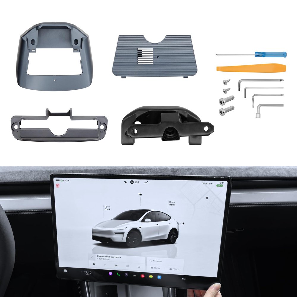tslpuls Screen Swivel Mount for Tesla Model Y Juniper(2025-2026) & Model 3 Highland(2024-2025) - Left/Right 30 Up/Down 15 Rotating Bracket, 4-Way Adjustable Screen Mount for Tesla Center Display
