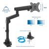 ZCERA Premium Aluminum Single Monitor Arm Desk Stand with U Port - view 2